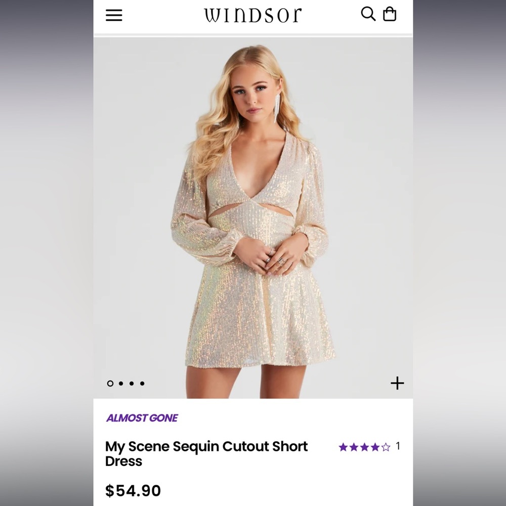 Windsor My Scene Sequin Cutout Short Dress - New with tags